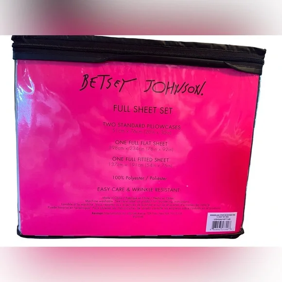 Betsey Johnson NWT Stunning Black & White 4 Pc Super Soft Full Size Sheet Set - Picture 3 of 5